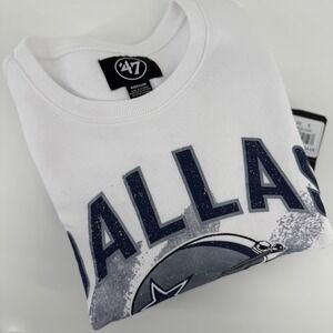 47 Brand Dallas Cowboys White Crew Neck Sweatshirt Medium‎ NFL Football
